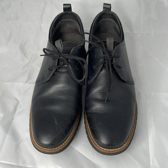 HUSH PUPPIES Mens Colby Black Pebble Grain Oxford Shoes Lace Up Classic Size 8 - Picture 6 of 12